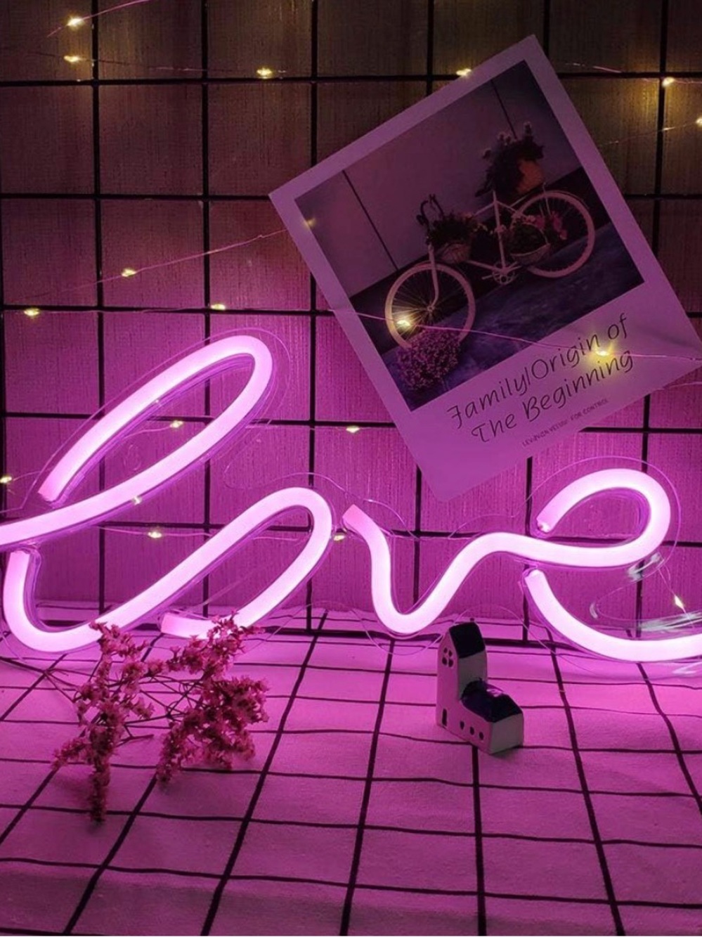 Pink Neon Script LED Sign - Curvy Wall Light